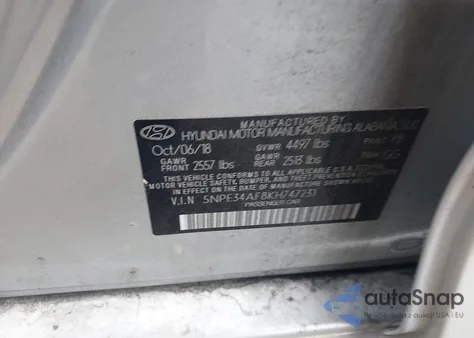 2019 Hyundai Sonata Sel z USA, uszkodzony, nr VIN 5NPE34AF8KH747231